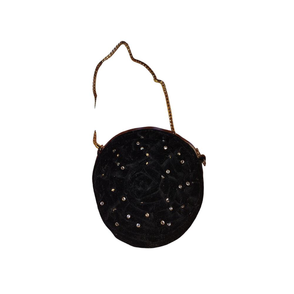 Betsey Johnson Black Velvet Rosette Mini crossbody bag - Picture 2 of 5